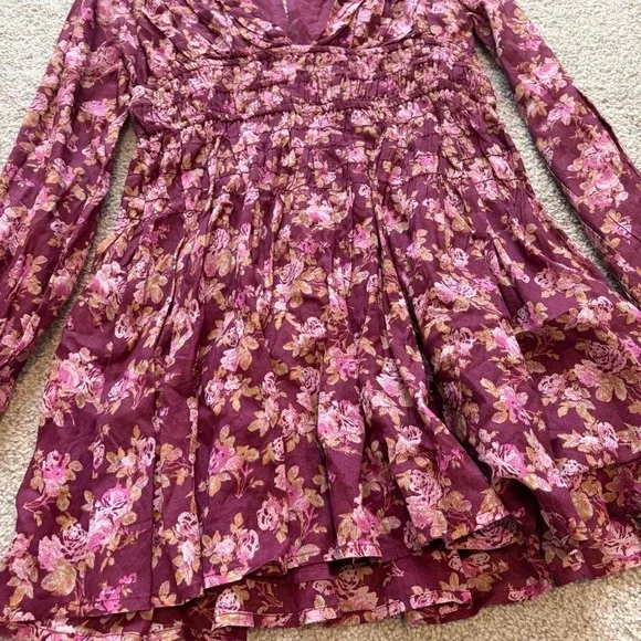 Free People Keep You Mine Dress Womens S Purple Floral Boho Cottagecore Romantic - Picture 3 of 7